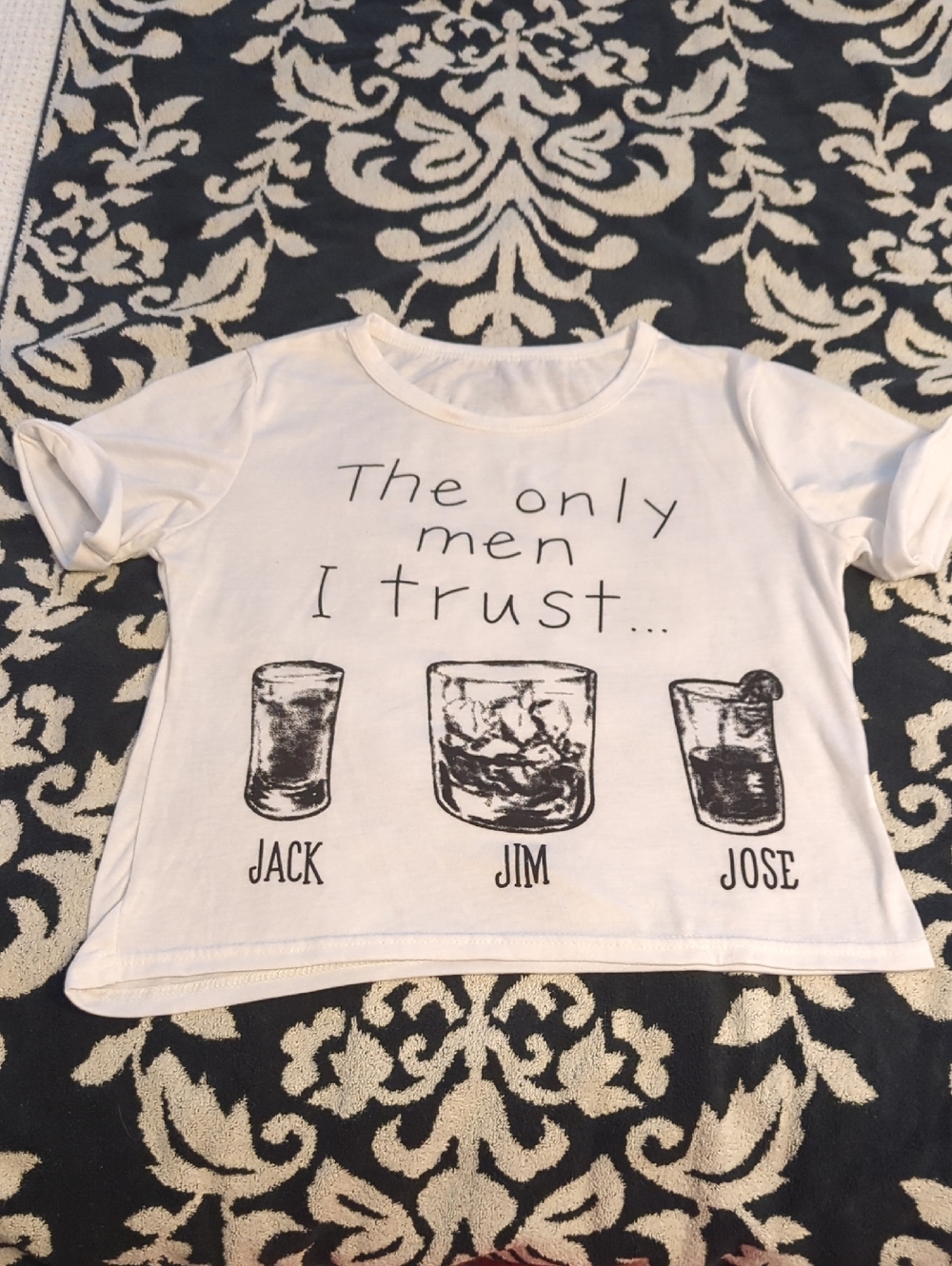 "The only men I trust" white Graphic Tee Unbranded Crop S/M